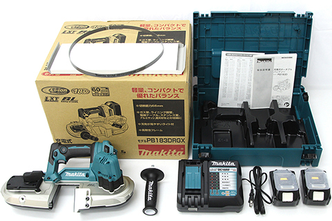 買取実績【MAKITA/マキタ PB183DRGX 充電式 ポータブル バンドソー バッテリ 6.0Ah 2個・急速充電器 付  中古をお買取りしました】| 電動工具買取ならアールイー